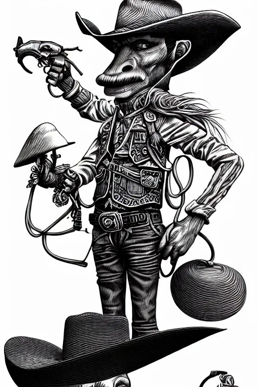 Image similar to a line drawing of a cowboy by joe fenton, trending on artstation, realistic rendering