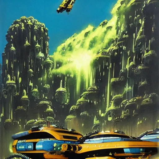 Image similar to a spectacular chris foss painting, detailed, epic