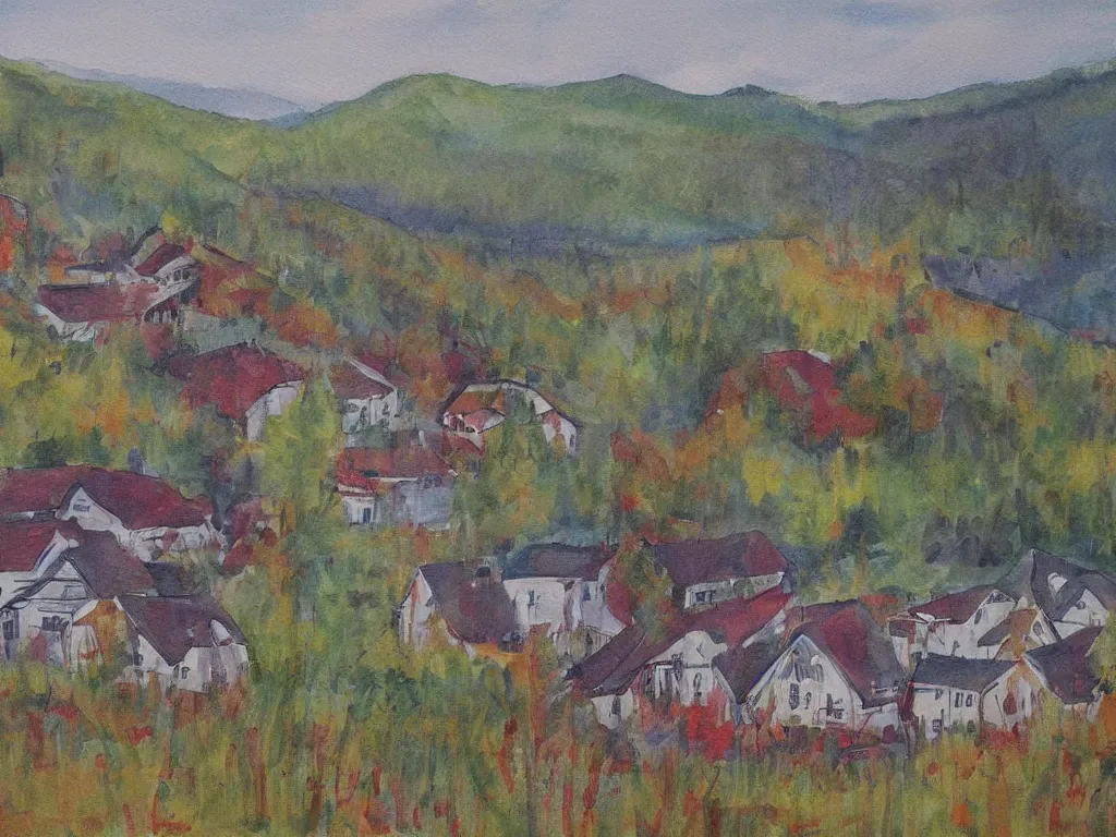 Prompt: the laurentians. artwork by susanne la.