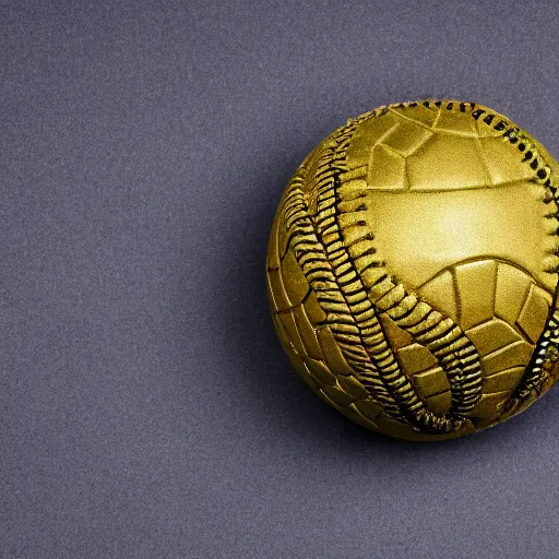 Prompt: photo of a gold metal baseball, studio lighting