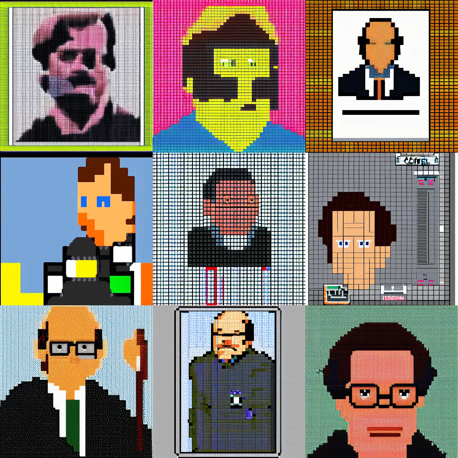 Prompt: detailed colecovision portrait of george alexander as george costanza, pixel art