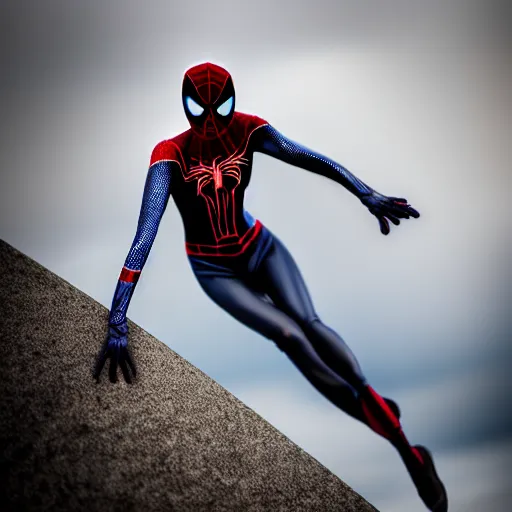 Prompt: photo of a beautiful amazing Spiderwoman, highly detailed, 4k, HDR, smooth, sharp focus, hyper realistic, high resolution, photo-realistic