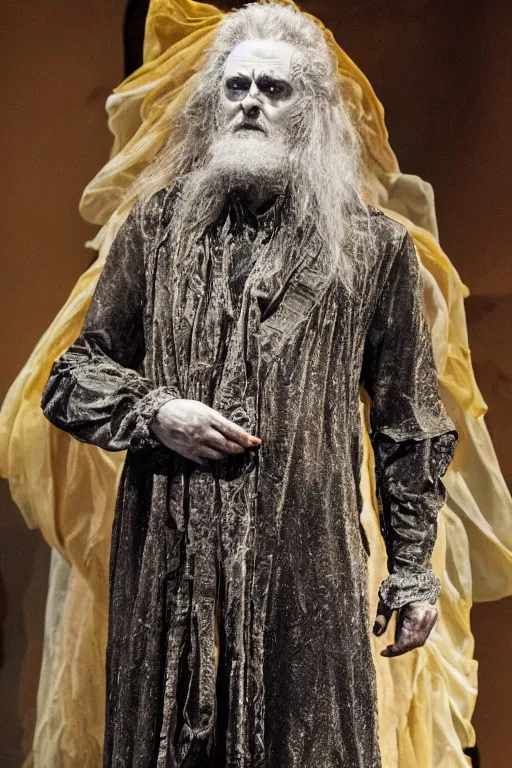 Image similar to a full body photograph of Prospero from the stage production of The Tempest taken with Nikon D3500, highly detailed