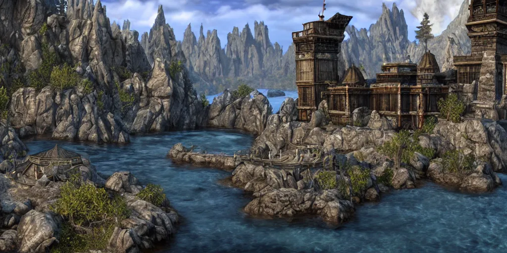 Image similar to elder scrolls: Shivering Isles in unreal engine 5 realistic render highly detailed artstation 3d render.