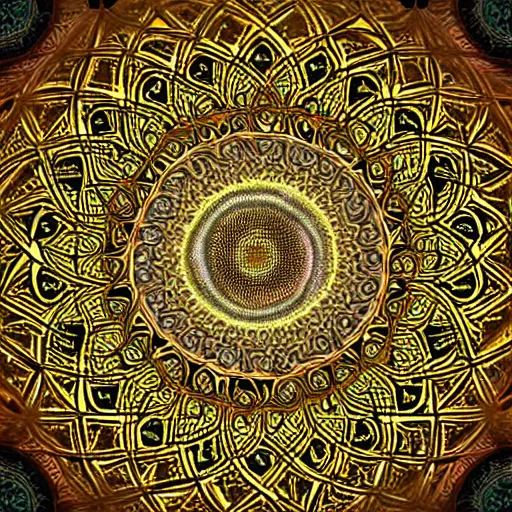 Prompt: fractal, sacred geometry, infinity, depth, wallpaper