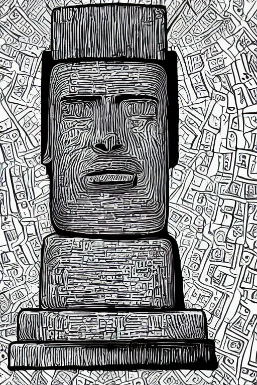 Image similar to vector moai statue digital illustration cartoon graffity street popart comics