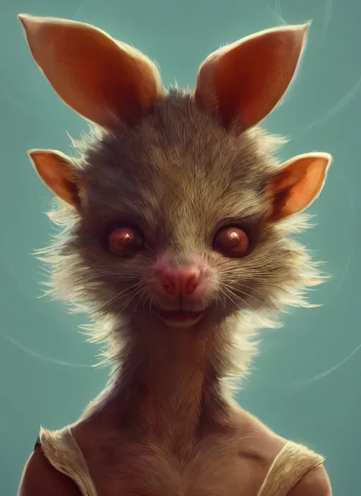 Prompt: a beautiful half body portrait of a cute young anthropomorphic alien rat fursona. big eyes. character design by cory loftis, fenghua zhong, ryohei hase, ismail inceoglu and ruan jia. volumetric light, detailed, rendered in octane