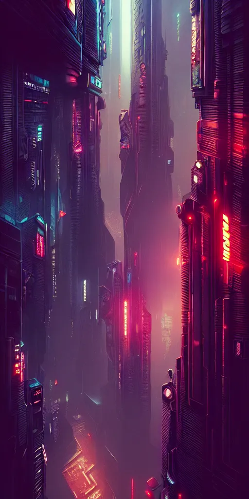 Image similar to epic cyberpunk cityscape : : blade runner, james guilleard, beeple, laurie greasley, dan mcpharlin : : ornate, dynamic, particulate, rich colors, intricate, elegant, highly detailed, centered, artstation, smooth, sharp focus, octane render, 3 d