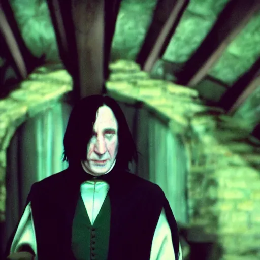 Prompt: a film still of severus snape being sorted into slytherin, photography, 8 k