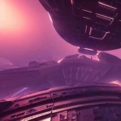 Image similar to An atmospheric photo of a megastructure in space in style of Homeworld 2, realistic, cinematic, extremely high detail, 8k, cinematic, octane render, unreal engine