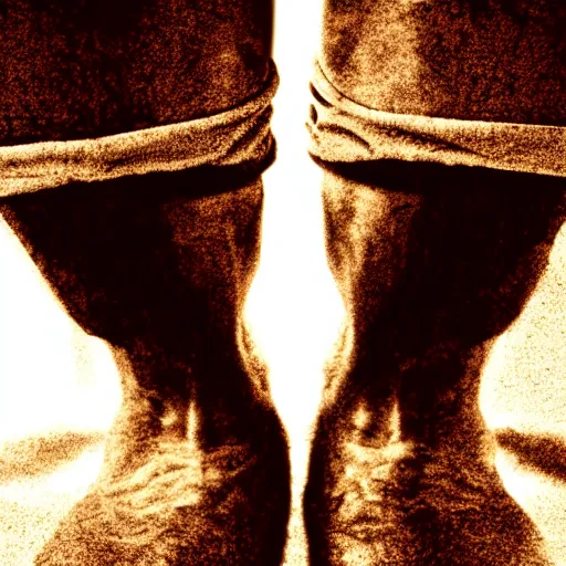 Image similar to man's foot standing on the forehead, advanced digital art