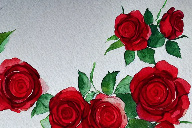 Image similar to red and white roses, watercolor, detailed, white background