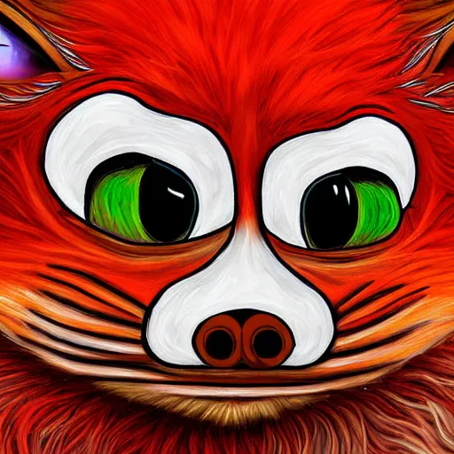 Image similar to zoomorphic a red face wolf, pepe the frog like face, digital painting, ultra sharp, by gary cook