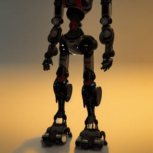 Image similar to a robot that is standing in the dark, a computer rendering by senior environment artist, featured on polycount, afrofuturism, hard surface modeling, xbox 360 graphics, prerendered graphics