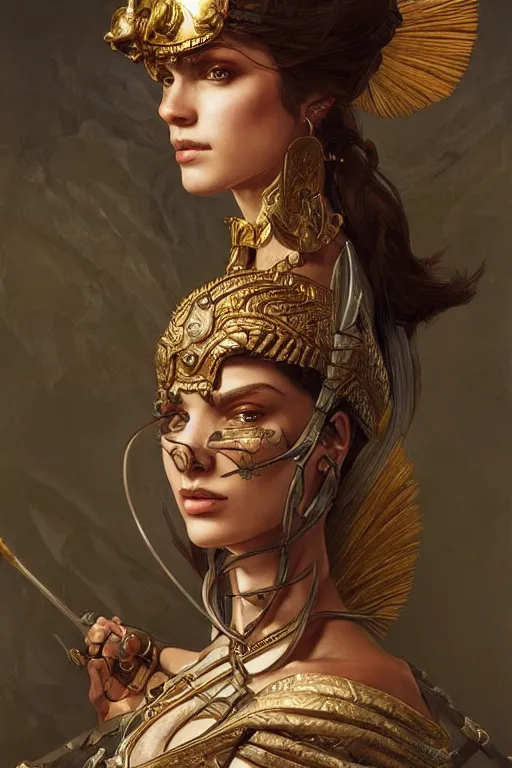 Image similar to a portrait of a anthropomorphic an ancient mesopotamia warrior goddess, D&D, fantasy, intricate, highly detailed, digital painting, artstation, concept art, smooth, sharp focus, illustration, art by caravaggio and artgerm and greg rutkowski and alphonse mucha