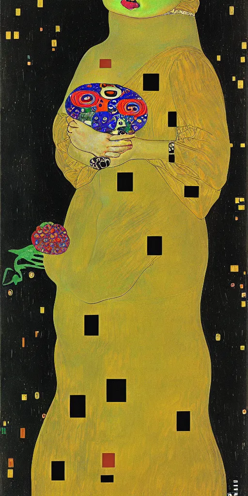 Prompt: pepe the frog in portrait of adele bloch - bauer i by gustav klimt