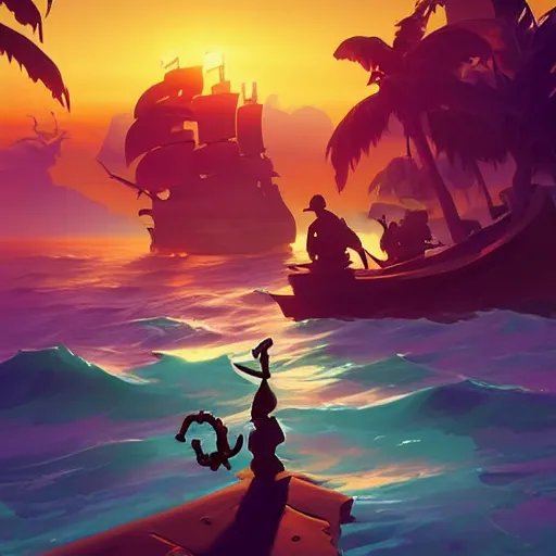 Image similar to painting treasure on sea of thieves game smooth median photoshop filter cutout vector, behance hd by jesper ejsing, by rhads, makoto shinkai and lois van baarle, ilya kuvshinov, rossdraws global illumination