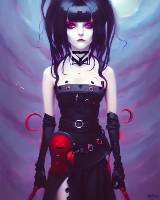 Image similar to portrait of cute goth girl, anime key visual, by peter mohrbacher and ilya kuvshinov and wlop