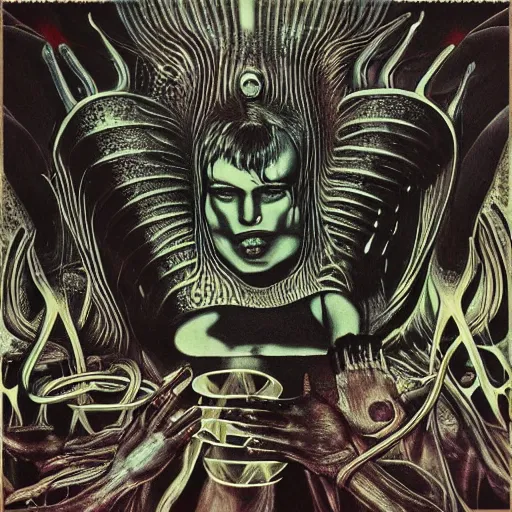 Image similar to post - punk new age album cover, psychedelic, magic, giger h. r.