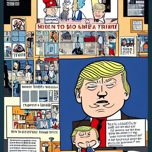 Image similar to donald trump as a big baby by chris ware