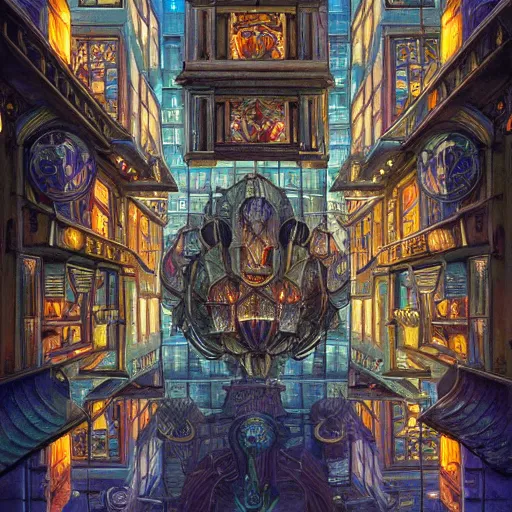 Image similar to beautiful painting of an art moderne city, glowing windows. reflective detailed textures, moth wings, highly detailed dark fantasy science fiction painting by donato giancola and peter mohrbacher and nicholas roerich and diego rivera, elaborate geometric ornament, ancient runes, silver and cool colors. artstation