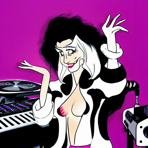 Image similar to cruella as a dj