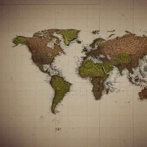 Prompt: the secret map of the world, blender, octane render