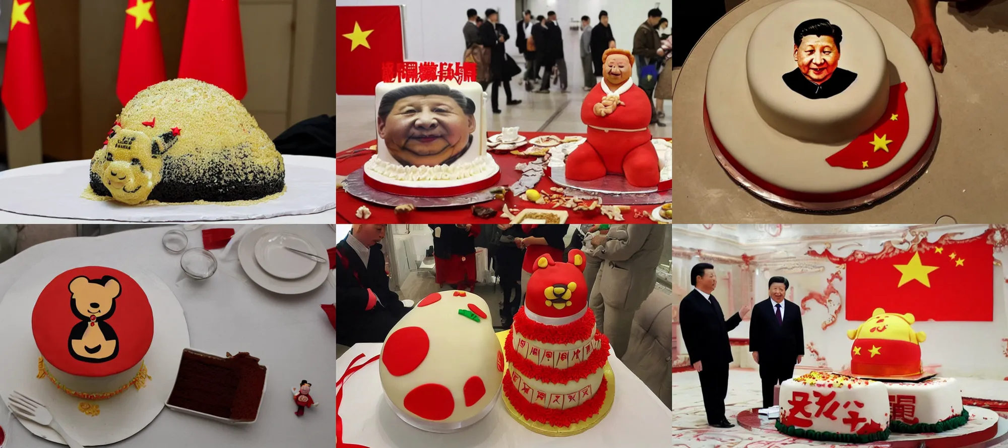 Prompt: a cake in the shape of xi jinping