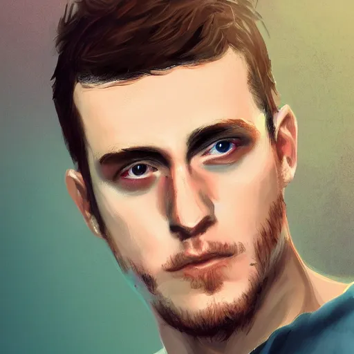 Image similar to rob cantor musician, digital art, portrait, trending on artstation