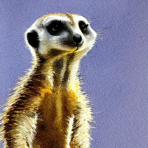 Prompt: an aquarelle of a meerkat