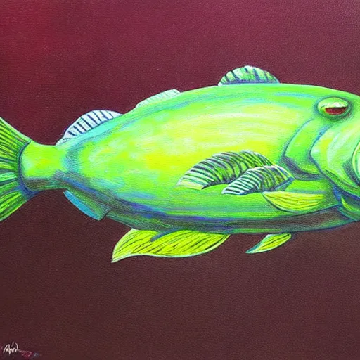 Image similar to a radioactive sheatfish. highly detailed painting