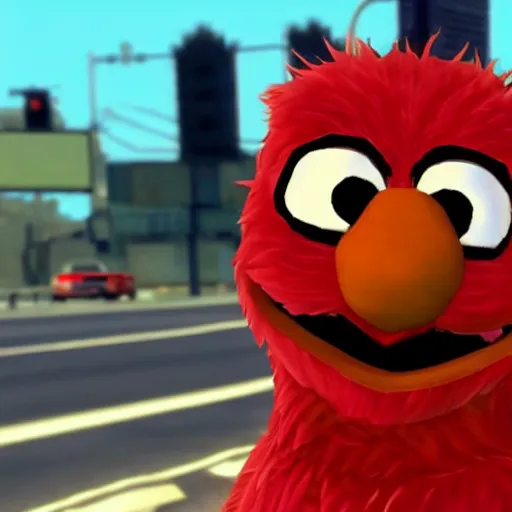 Prompt: elmo as a gta character