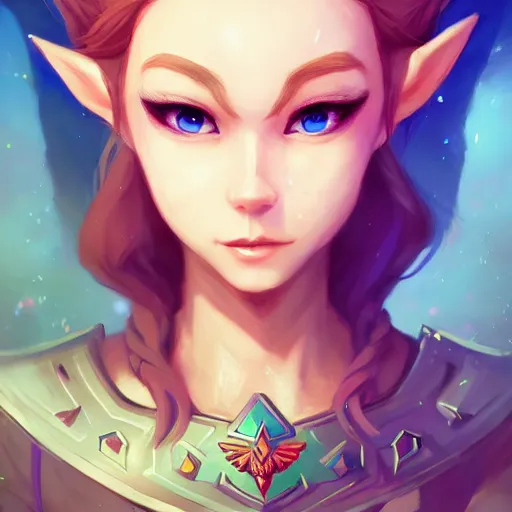 Prompt: a portrait of zelda, art by lois van baarle and loish and ross tran and rossdraws and sam yang and samdoesarts and artgerm and saruei and disney and wlop, digital art, highly detailed, intricate, sharp focus, trending on artstation hq, deviantart, unreal engine 5, 4 k uhd image