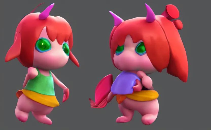 Prompt: 3 d render of cute videogame character, very colorful, sharp focus, artstation,