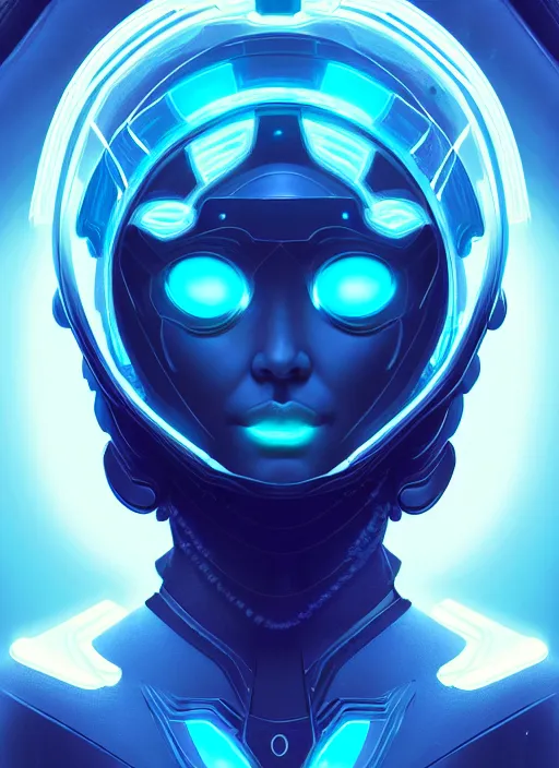 Image similar to symmetry!! portrait of side!! of a female character with helmet fantasy, sci - fi, tech wear, glowing lights!! intricate, elegant, highly detailed, digital painting, artstation, concept art, smooth, sharp focus, illustration, art by julian del rey and daryl tan