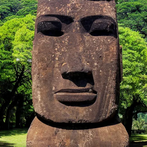 Prompt: a moai statue with the face of benjamin netanyahu