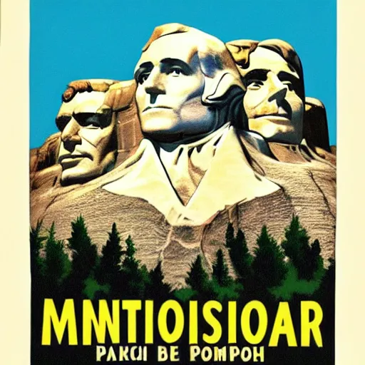 Prompt: 1 9 4 0 s national park poster of mt. rushmore