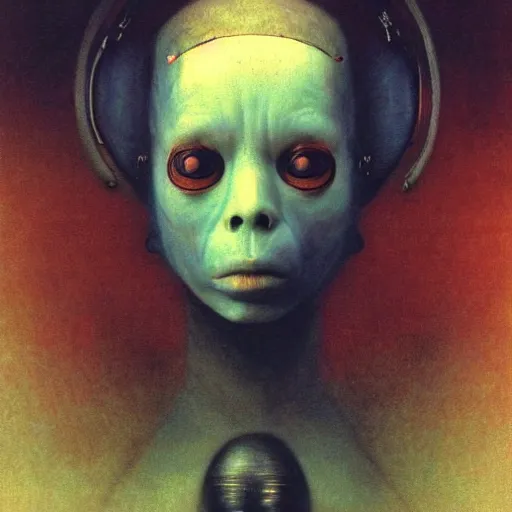 Prompt: style by millais, ( ( ( ( ( ( ( ( by beksinski ) ) ) ) ) ) ) ), portrait painting of futuristic yokai, 8 k, highly detailed,