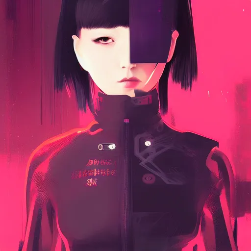 Image similar to Female cyberpunk samurai, cyberpunk art by Ilya Kuvshinov, cgsociety, shock art, ilya kuvshinov, digital painting, speedpainting