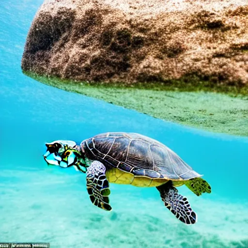 Prompt: An astonished Winston Churchill discovers the first turtle ever in Galapagos, XF IQ4, f/1.4, ISO 200, 1/160s, 8K, RAW, unedited, symmetrical balance, in-frame