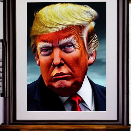 Prompt: donald trump, desk, orc, portrait,