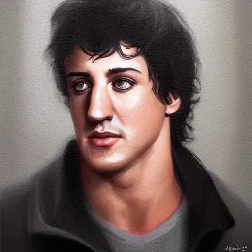 Image similar to portrait of young sylvester stallone by charlie bowater