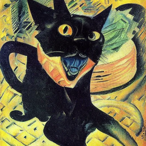 Image similar to black cat painting by umberto boccioni