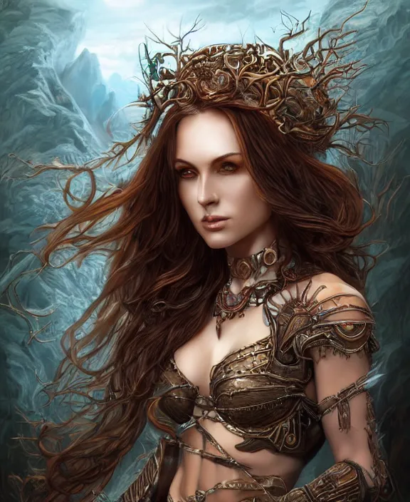 Image similar to a highly detailed symmetrical full body shot painting of a sorceress with piercing beautiful eyes, spring tundra setting, dynamic lighting, ambient lighting, deviantart, art by mark brooks and artgerm and karol bak