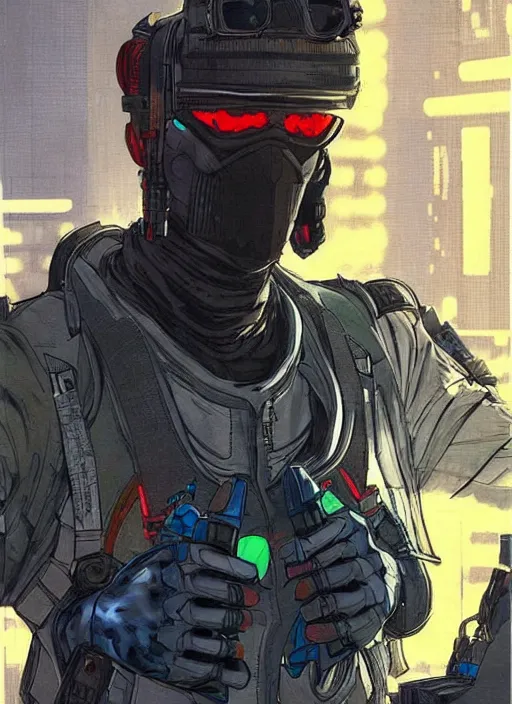 Prompt: apex legends cyberpunk spy in stealthsuit. concept art by james gurney and mœbius. gorgeous face.