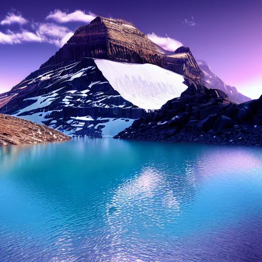 Prompt: beautiful alien lake, mountain, glacier national park, exotic, colorful, 8 k render, octane render