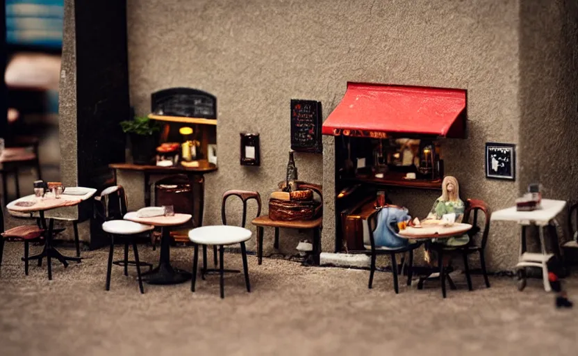 Image similar to mini cafe diorama macro photography, ambient, atmospheric photograph