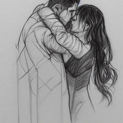 Prompt: a sketch drawing, last kiss by gabo mendoza, trending on artstation