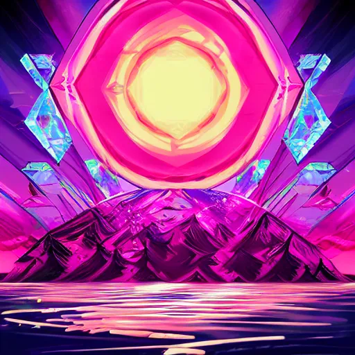 Image similar to crystal gem, epic retrowave art, trending on art station