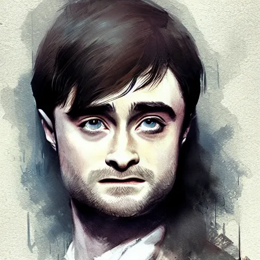 Image similar to daniel radcliffe in the role of hermione, by greg rutkowski